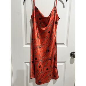 Guess Malou Chain Link Spaghetti Strap Cowl Split Dress Size S